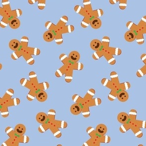 Christmas Fabric Gingerbread Man on Light Blue - LAD20