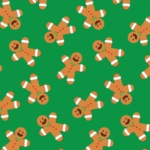 Christmas Fabric Gingerbread Man on Green - LAD20