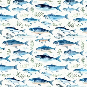 Aquatic Whimsy: Fish and Seaweed Seamless Pattern (5)