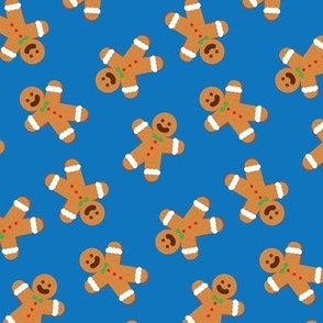 Christmas Fabric Gingerbread Man on Blue - LAD20