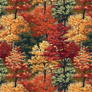 Small New England Endless Forest Fall Trees