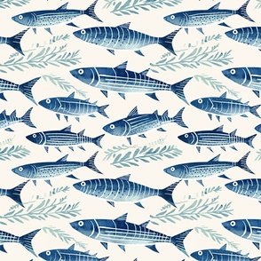Nature's Serenity: Striped Fish Seamless Pattern (7)