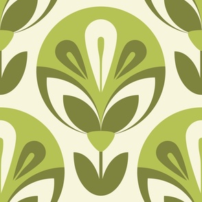 2175 D Extra Large - scandi bubble flowers, green