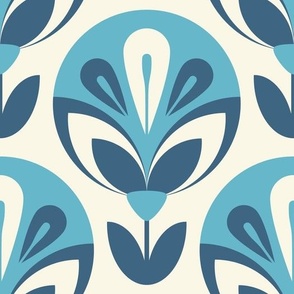 2175 C Large - scandi bubble flowers, blue