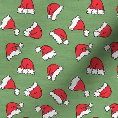 Christmas Fabric Santas Hat Pattern Mint Green Red White - LAD20
