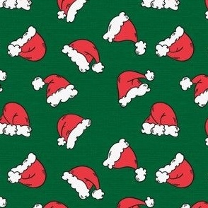 Christmas Fabric Santas Hat Pattern Green Red White - LAD20