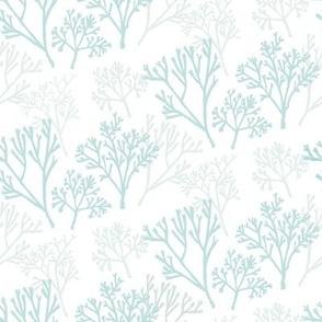 Coral branches in teal aqua on light background