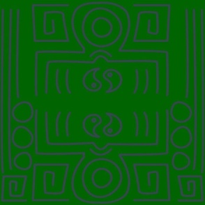 Serene Wallscape with Yuga Master and Yin-Yang Charcoal In Green BG