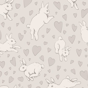 Love Bunnies - Light Grey - Medium Scale