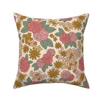 Rose pink and mustard gold floral