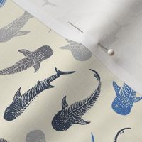 Scattered Swimming Whalesharks - Medium Scale
