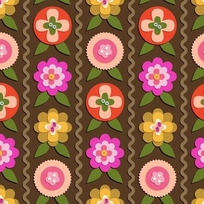 Felt Flowers (Midi Dark Brown) || '70s groovy craft floral