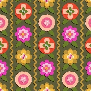 Felt Flowers (Midi Olive Green) || '70s groovy craft floral