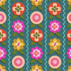 Felt Flowers (Midi Teal) || '70s groovy craft floral