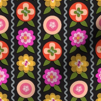 Felt Flowers (Midi Black) || '70s groovy craft floral