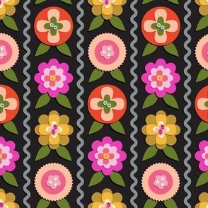 Felt Flowers (Midi Black) || '70s groovy craft floral