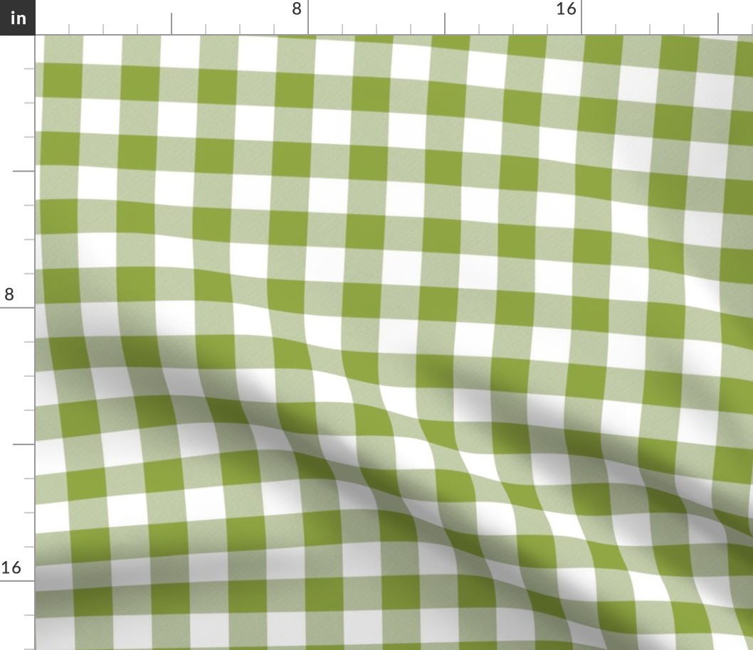 Grass Green and White One Inch Check French Provincial Spring Checkerboard 