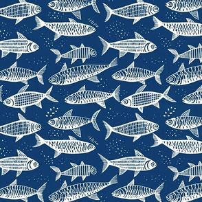 Vintage Aquatic: Fish Pattern in Cyanotype Style (34)