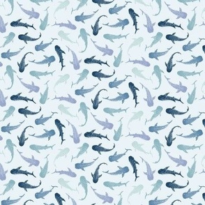 Scattered Swimming Whalesharks - Small Scale