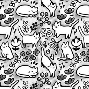 Medium watercolor ink cats pattern