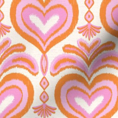 ikat hearts/pink and orange/medium 