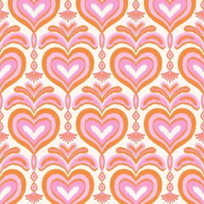 ikat hearts/pink and orange/medium 