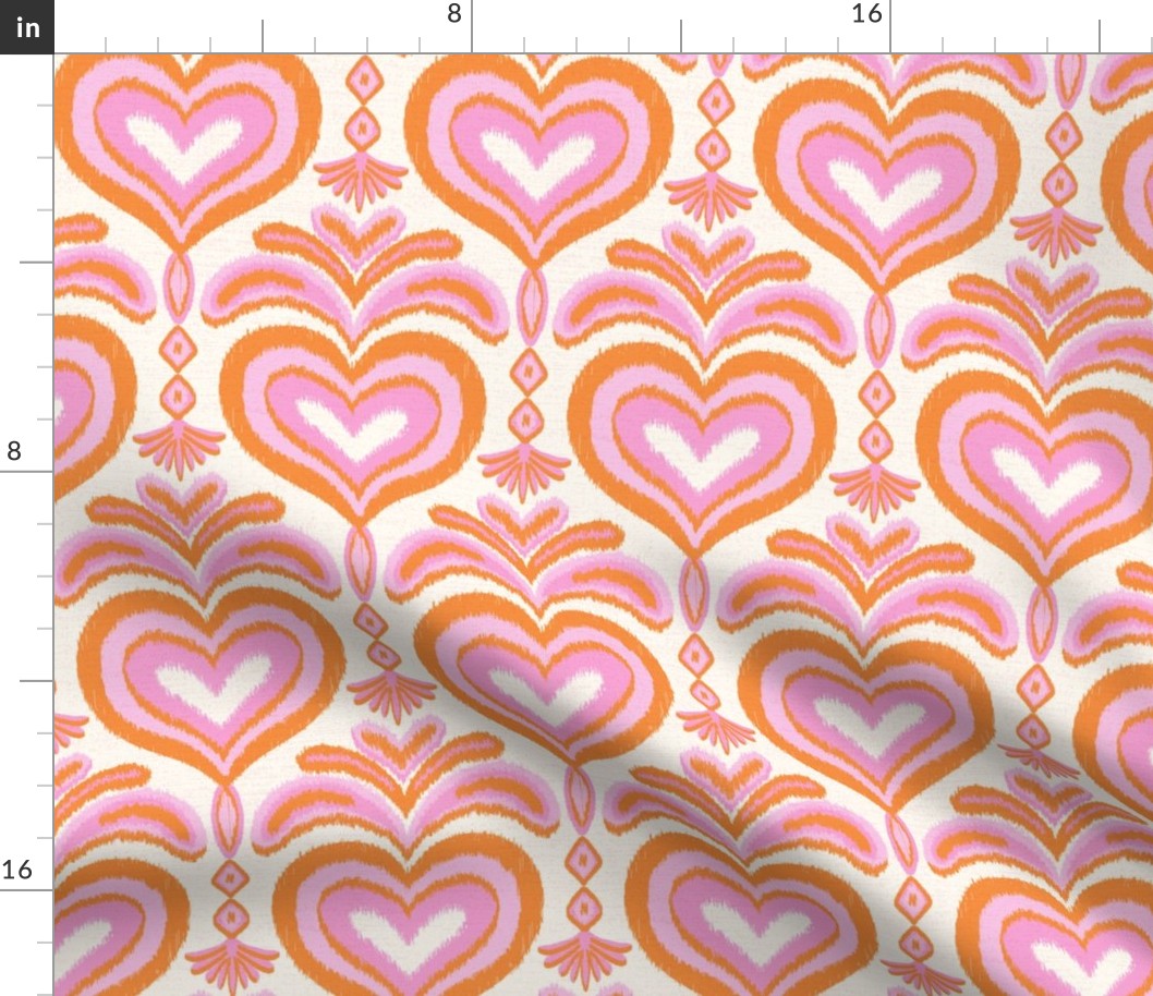 ikat hearts/pink and orange/medium 