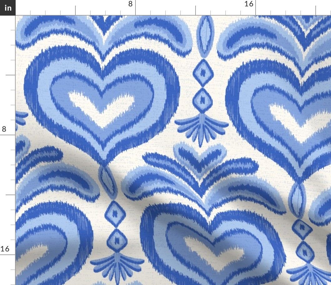 ikat hearts/blue/large