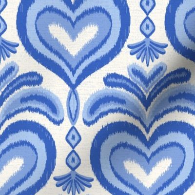 ikat hearts/blue/medium 