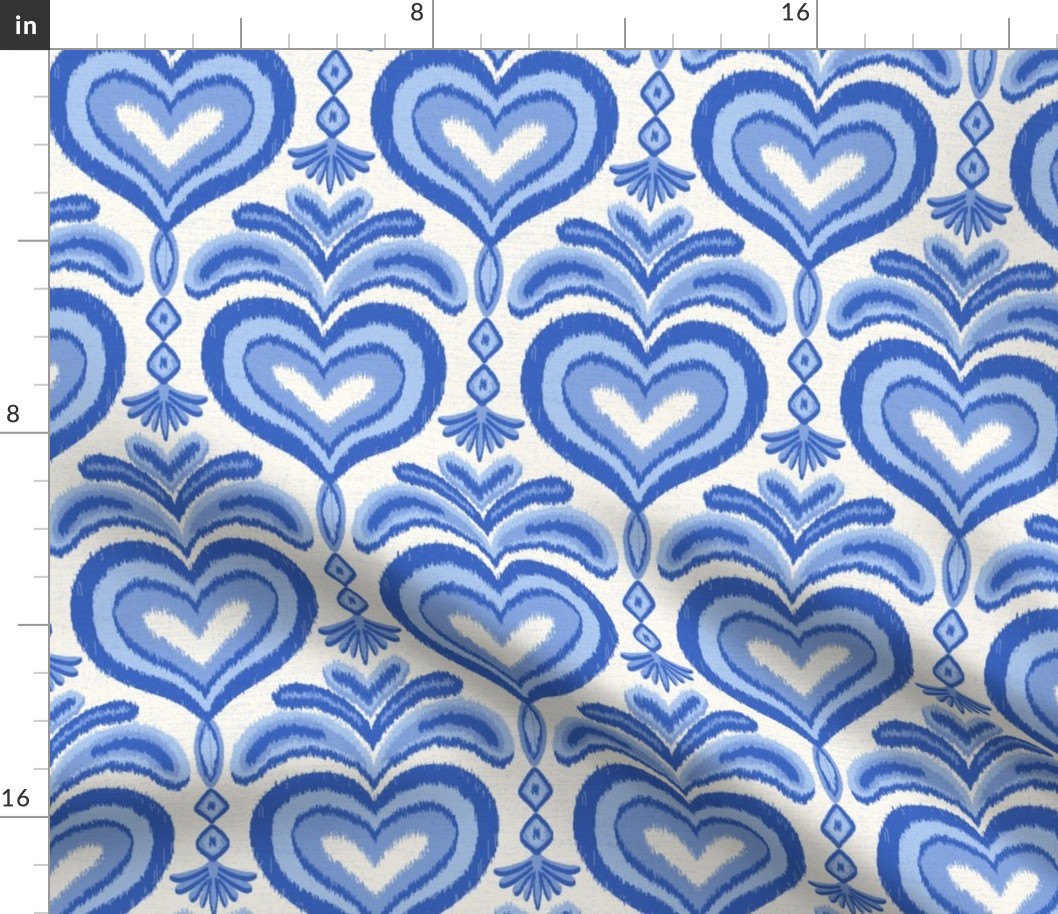 ikat hearts/blue/medium 