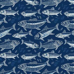 Aquatic Ink: Fish on Navy Pattern (37)