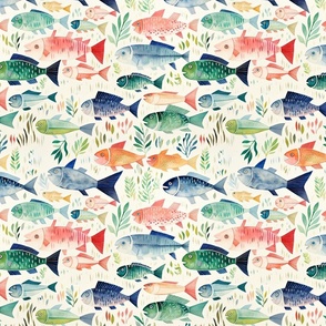 Nature's Palette: Vibrant Watercolor Fish Pattern (51)
