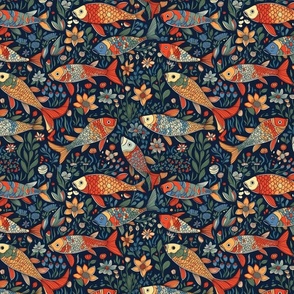 Nautical Mosaic: Fish and Flower Vintage Pattern (80)