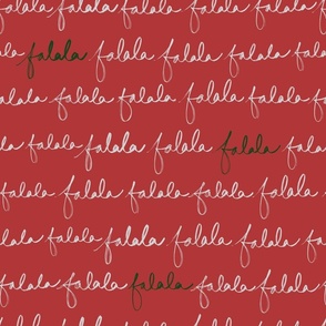 Handwritten Christmas Carol Song Falala in Christmas red and light grey and dark green