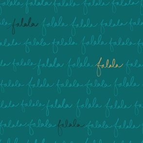 Handwritten Christmas Carol Song Falala in teal and gold