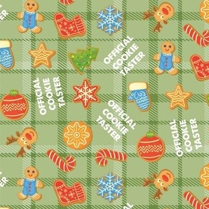 Christmas Fabric - Official Cookie Taster Holiday Fabric - Dog Bandana - Mint Light Green
