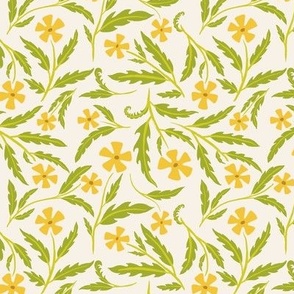 Tangled Golden Blossoms of Wild Weeds - Cream