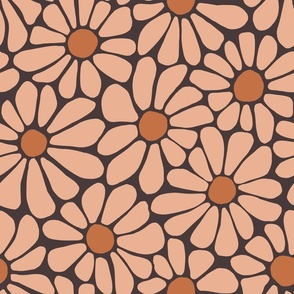 Daisy - extra large - peach and copper on dark coffee