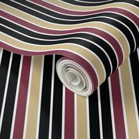 Black Gold and Burgundy or Maroon Traditional Stripes for Dorm Rooms