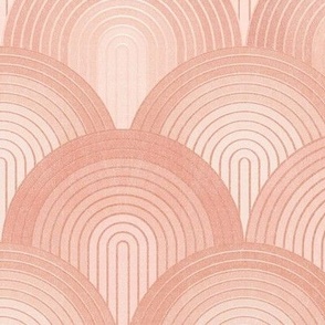 Abstract serene ombre arcs scallops - peach fuzz terracotta