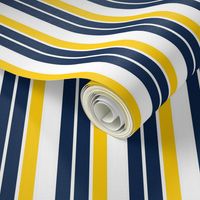 Navy Blue Yellow and White Traditional Stripes for Dorm Rooms