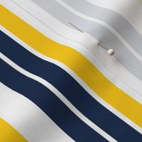 Navy Blue Yellow and White Traditional Stripes for Dorm Rooms