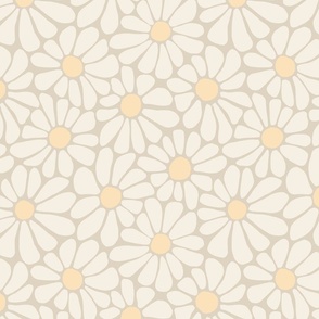 Daisy - 12" large - alabaster and golden yellow on beige 