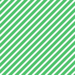 Diagonal Stripes - Green and White Sm.