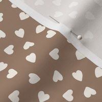 Neutral valentines day,  Ivory hearts on brown
