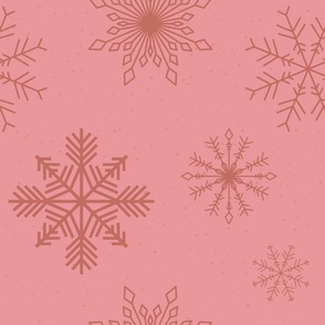 Winter Christmas holiday snowflake in light pink and dusty rose