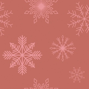 Winter Christmas holiday snowflake in dusty rose and light pink