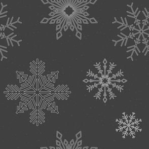 Winter Christmas holiday snowflake in dark grey and white