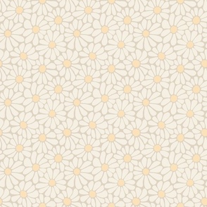 Daisy - 6" medium - alabaster and golden yellow on beige 