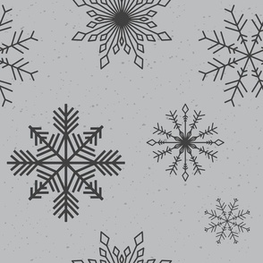 Winter Christmas holiday snowflake in dark grey and black